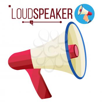 Loudspeaker Icon Vector. Megaphone, Bullhorn Symbol. Promotion Banner Design Element. Isolated Flat Cartoon Illustration