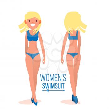 Women s Swimsuit Vector. Women Beach Clothes. Summer Beach Swimsuit. Isolated Flat Illustration
