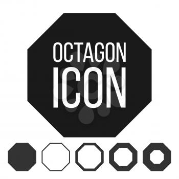 Octagon Icon Vector. 8 Eight Sided Symbol. Geometry Chart. Octagonal Diagram Sign. Polygon Pictogram. Octagonal Icon On White Illustration