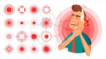 Pain Target Vector. Red Ring From Thin To Thick. Isolated Illustration