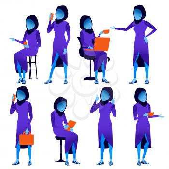 Woman Set Vector. Modern Gradient Colors. People Different Poses. Creative People. Design Element. Isolated Flat Illustration