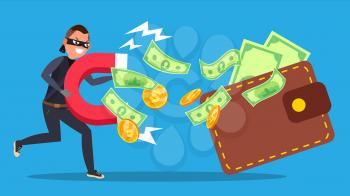 Phishing Money Concept Vector. Virus, Spam. Stealing Money Cartoon Illustration