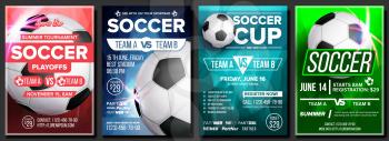 Soccer Game Poster Vector. Modern Tournament. Design For Sport Bar, Pub Promotion. Football Ball. Soccer Competition League Flyer Template. Layout Business Advertising Illustration