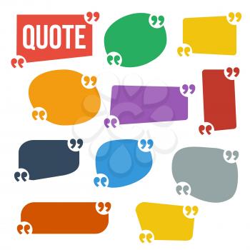 Quote Frame Set Vector. Citation Blank Template. Print Information Design. Isolated Illustration