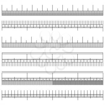 Size Indicator Set Vector. Different Types Unit Distances. Measuring Tool. Length Measurement Scale Chart. Isolated Illustration