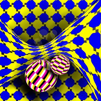 Illusion Vector. Optical 3d Art. Rotation Dynamic Optical Effect. Psychedelic Swirl Illusion. Fantasy Hyperboloid. Geometric Magic Background Illustration