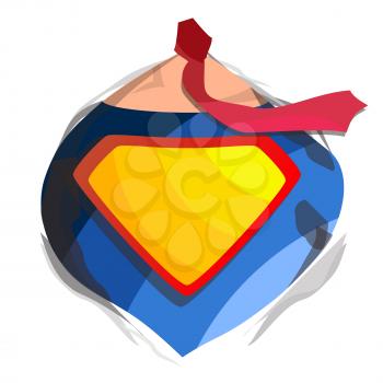 Superhero Logo Vector. Yellow, Red Shield. Emblem template. Flat Cartoon Comic Illustration