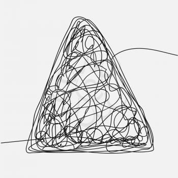 Tangle Scrawl Sketch Vector. Drawing Triangle. Hand Drawn Chaos. Illustration