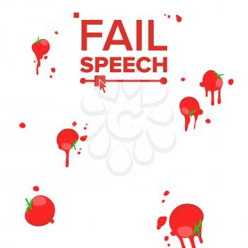 Throw Tomatoes Vector. Having Tomatoes From Crowd. Failure, Bad, Setback, Fiasco, Flop Concept Isolated Flat Illustration