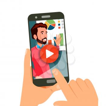 Video Tutorial Vector. Streaming App. Distance Education. Internet Services. Mobile. Online Player. Flat Isolated Illustration