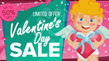 Valentine s Day Sale Banner Vector. Cute Amour. Template Design For February 14 Poster, Brochure, Card, Shop Discount Advertising. Advertising Design Illustration.