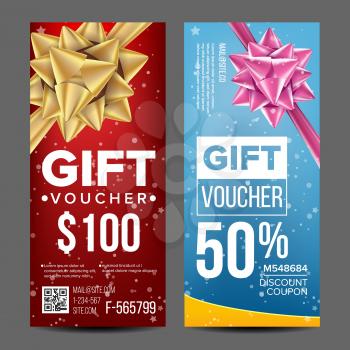 Gift Voucher Vector. Vertical Coupon. Shopping Advertisement. Discount Coupon. Business Gift Illustration