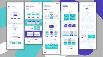 Main Web Page Design Vector. Website Business Screen. Landing Template. Innovation Idea. Engineer Device. Mining Money. Progress Report. Illustration