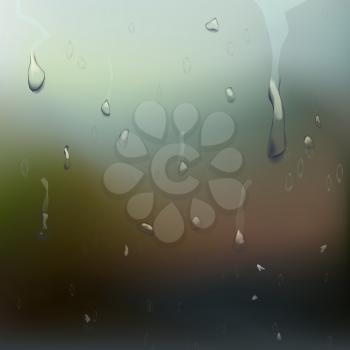 Wet Glass Vector. Drops On Window Glass. Wet Glass Surface. Realistic Illustration