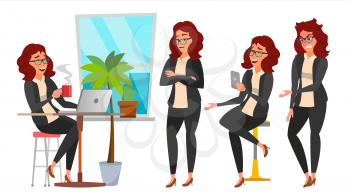Business Woman Character Vector. Working Female, Girl. Team Room. Desk. Brainstorming. Businesswoman Working. Environment Process. Start Up Office. Effective Programmer Designer. Lifestyle Situations
