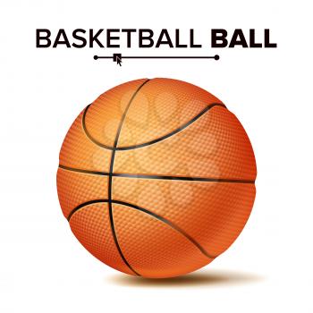Orange Basketball Ball Isolated Vector. Realistic Illustration