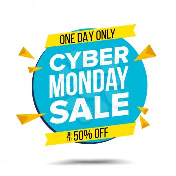 Cyber Monday Sale Banner Vector. Discount Banner. Monday Sale Banner Tag. November Online Sales Concept. Cyber Price Tag Label. Super Sale Flyer. Isolated Illustration