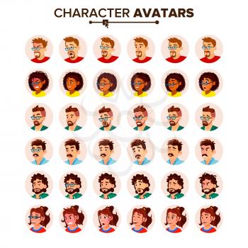 People Avatar Set Vector. Man, Woman. User Portrait. Office Worker. Beautiful Male, Female. Modern Employer. Default Placeholder. Strong Pictogram. Flat Cartoon Character Illustration
