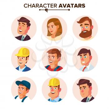 People Avatars Collection Vector. Default Characters Avatar. Cartoon Flat