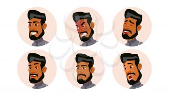 Arab Avatar Icon Man Vector. Saudi, Emirates, Qatar, Uae. Human Emotions. Anonymous Male. Various Expression. Various Head. Isolated Cartoon Character Illustration
