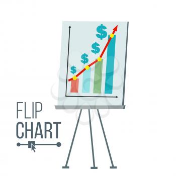 Flip Chart Vector. Flat Cartoon Isolated Illustration. Business Info Graphic Presentation. Pie Graph