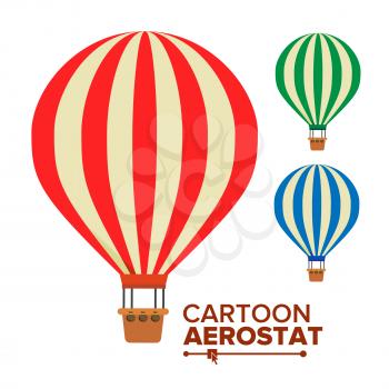 Aerostat Ballon Vector. Vintage Transport. Hot Air Balloons. Cartoon Flat Isolated