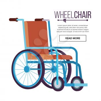 Wheelchair Vector. Classic Transport Chair For Disabled People, Sick, Or Injured, Medical Equipment. Flat