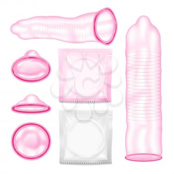 Latex Condoms Vector. Aids Protection. Contraceptive method Concept. Isolated Illustration