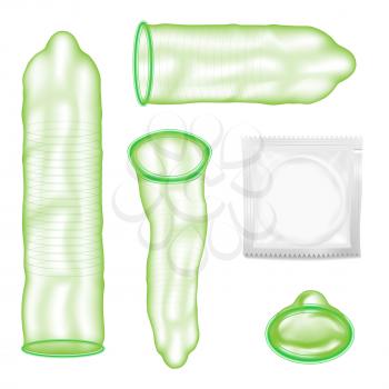 Realistic Condoms Vector. Birth Control. Contraceptive And Sexual Protection Concept. Isolated On White Background Illustration