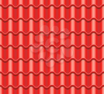 Corrugated Tile Vector. Element Of Roof. Seamless Pattern. Ceramic Tiles. Fragment Of Roof Illustration.