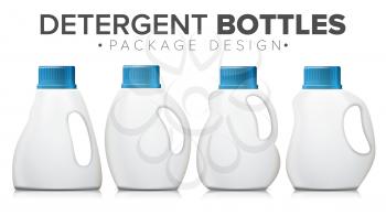 3d Detergent Bottle Mock Up Vector. Blank Plastic Container Bottle For Laundry Detergent. Isolated Illustration