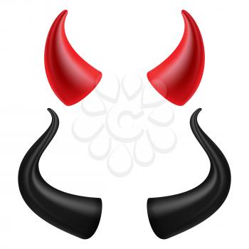 Devils Horns Vector. Isolated On White Background Illustration. Halloween Evil Horns