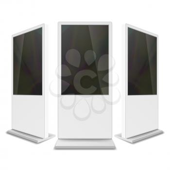 Portable Interactive Digital Signage. White Clean Empty Digital Display. Isolated Illustration