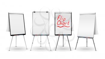 Flip Chart Isolated Vector. Blank Sheet Of Paper On a Tripod. Isolated Illustration