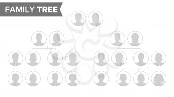 Genealogical Tree Vector. Family History Tree Blank With Avatar People.