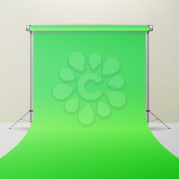 Realistic Hromakey Vector. Green Paper Backdrop. Isolated Illustration.