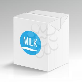 Milk Carton Package Vector Blank. White Carton Branding Box Isolated. Empty Clean Cardboard Package Drink Milk Box Blank. Vector