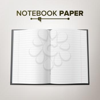 School Notebook Paper Vector. Exercise School Book. Realistic 3d Mock Up Isolated Illustration