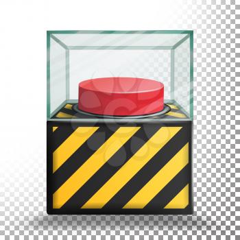 Panic Button Vector. Red Alarm Shiny Button Icon. Psychological Health Illustration