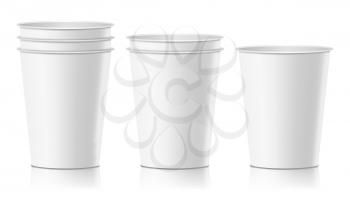 Coffee Paper Cup Vector. Empty Clean Paper Or Plastic Container For Drink. Isolated Illustration
