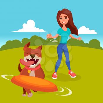 Dog Walking Service Vector. Pet Care. Exercising Dogs In Park. Isolated Flat Cartoon Character Illustration
