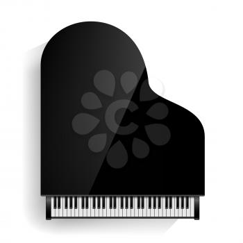 Grand Piano Vector. Realistic Black Grand Piano Top View. Isolated Illustration. Musical Instrument.