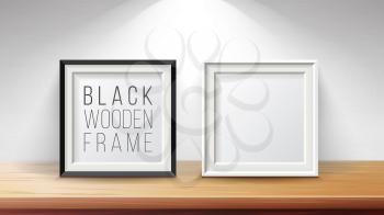 Realistic Blank Picture Frame Set Vector. Good For Posters, Presentations. Modern Clean Interior
