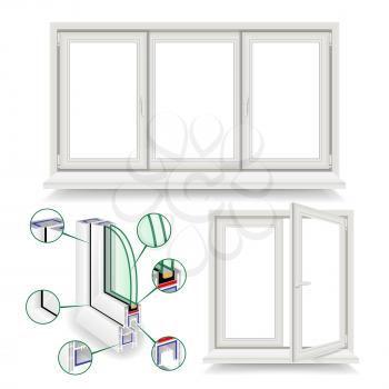 Plastic Window Vector. Structure Frame, Corner Window Isolated