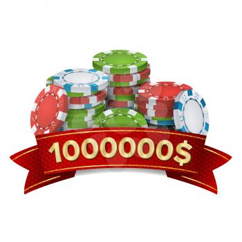 Casino Winner Background Vector. Poker Chips. Cash Winning Prize Money Concept Illustration