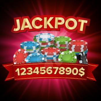 Jackpot Big Win Bright Casino Banner Vector. For Online Casino, Card Games, Poker