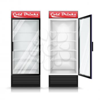 Realistic Refrigerator Vector. Cooling Drinks. Isolated Illustration