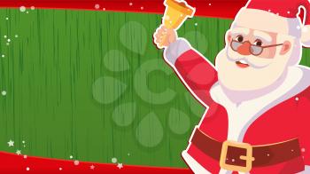 Christmas Sale Banner Template With Classic Xmas Santa Claus Vector. Discount Special Offer Sale Banner