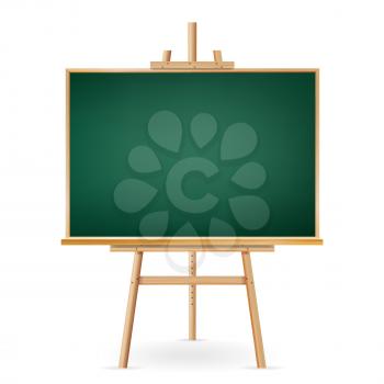 School Blackboard Vector. Wooden Frame. Classic Empty Education Chalkboard. Isolated Realistic Illustration