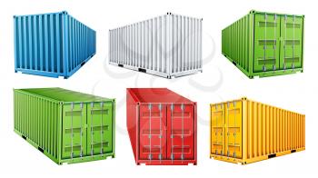 3D Cargo Container Vector. Classic Cargo Container. Freight Shipping Concept. Logistics, Transportation Mock Up. Isolated On White Background Illustration